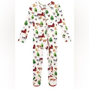 Posh Peanut footie, farmyard print, infant size 6-9 months